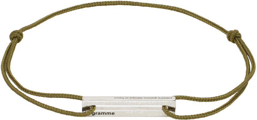 Le Gramme 1.7g Cord Punched Bracelet In Khaki