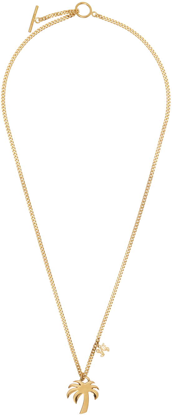 Palm Angels: Gold Palm Charm Necklace | SSENSE
