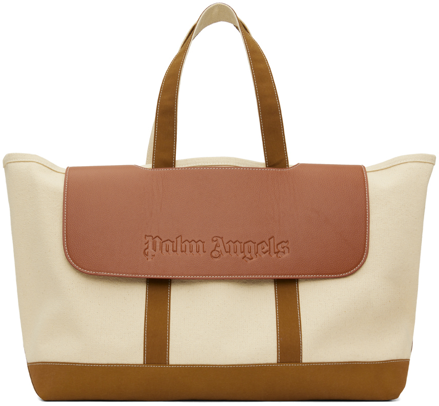Palm Angels Beige Embroidered Tote