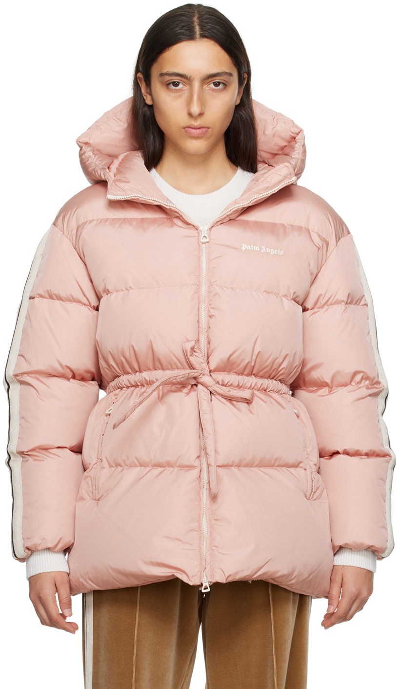 Logo Track Hooded Puffer Jkt in pink - Palm Angels® Official