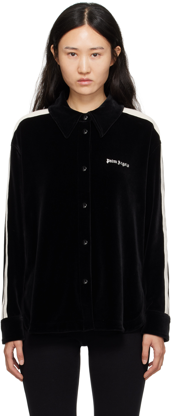 Palm Angels Black Classic Track Jacket In Black Off Whi