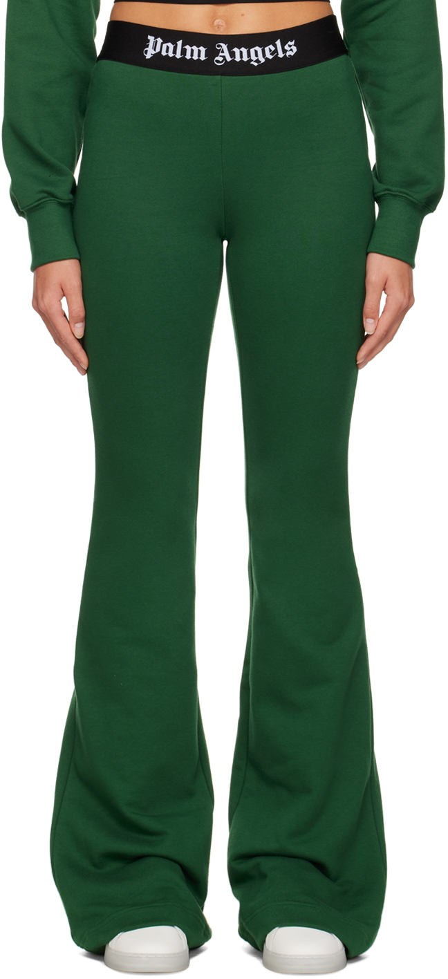 Shop Palm Angels Green Elasticized Lounge Pants In Forest Green