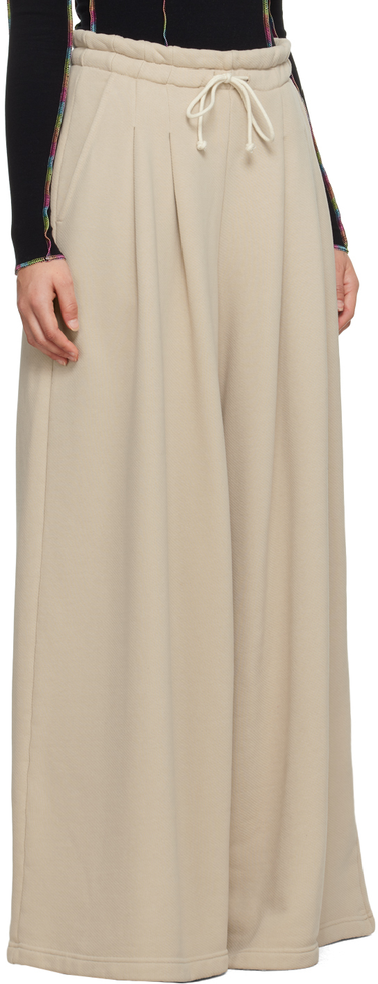 Shop Palm Angels Beige Wide-leg Track Pants In Beige Black