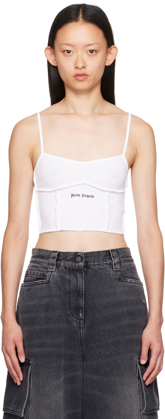 Palm Angels White Embroidered Camisole