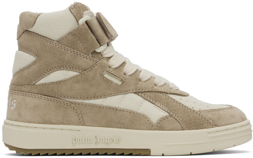 Off-White & Beige University High Top Sneakers by Palm Angels on Sale