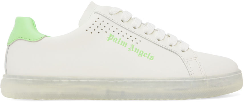 Palm Angels White & Green Palm One Sneakers In White Light Green