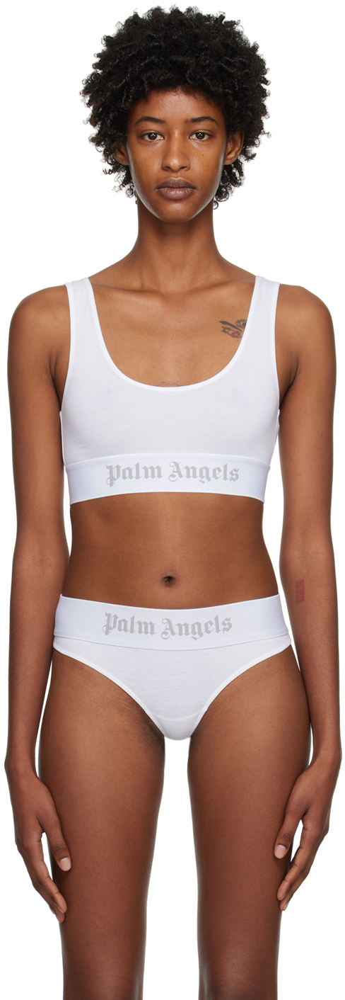 Palm Angels Logo Underband Triangle Bra in White