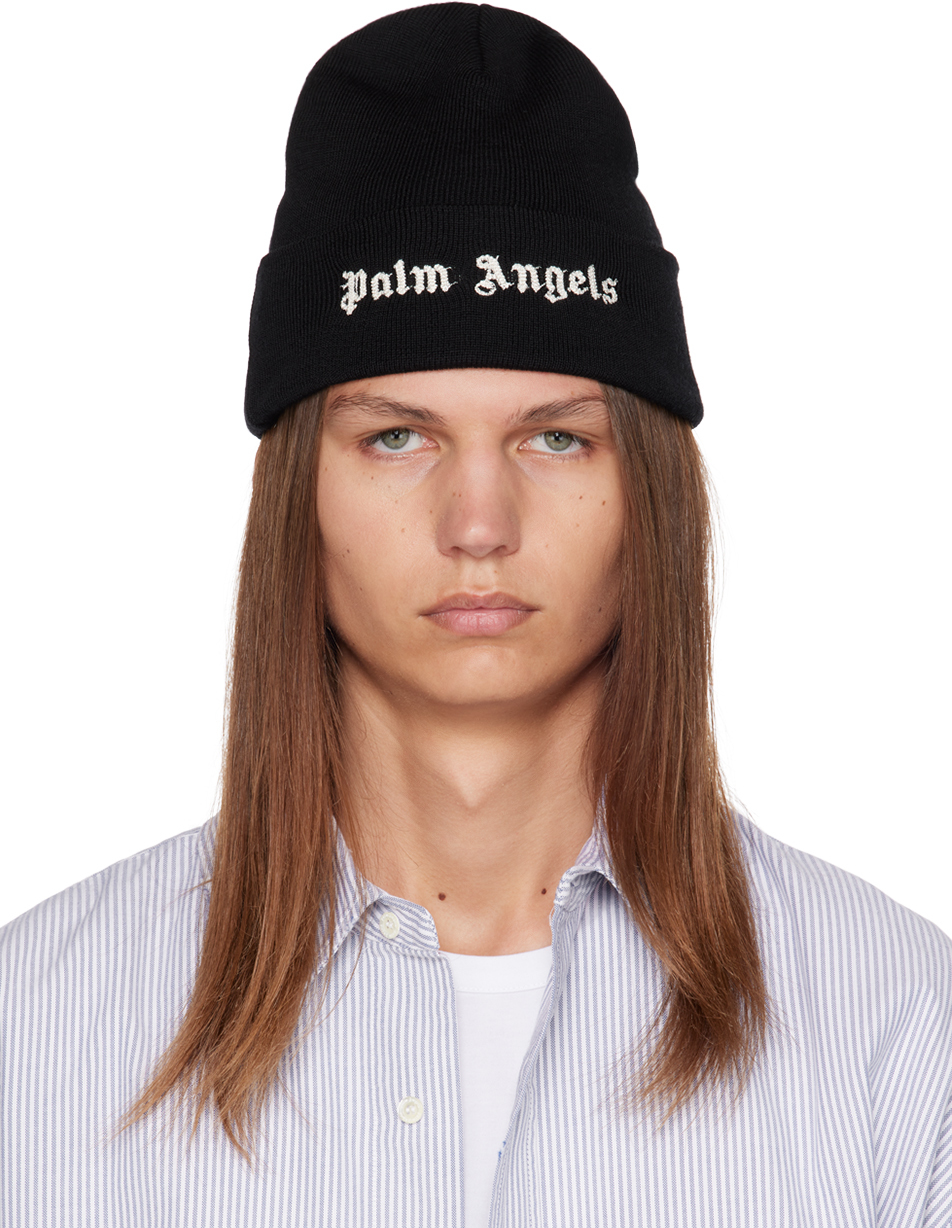 Black Classic Beanie by Palm Angels on Sale