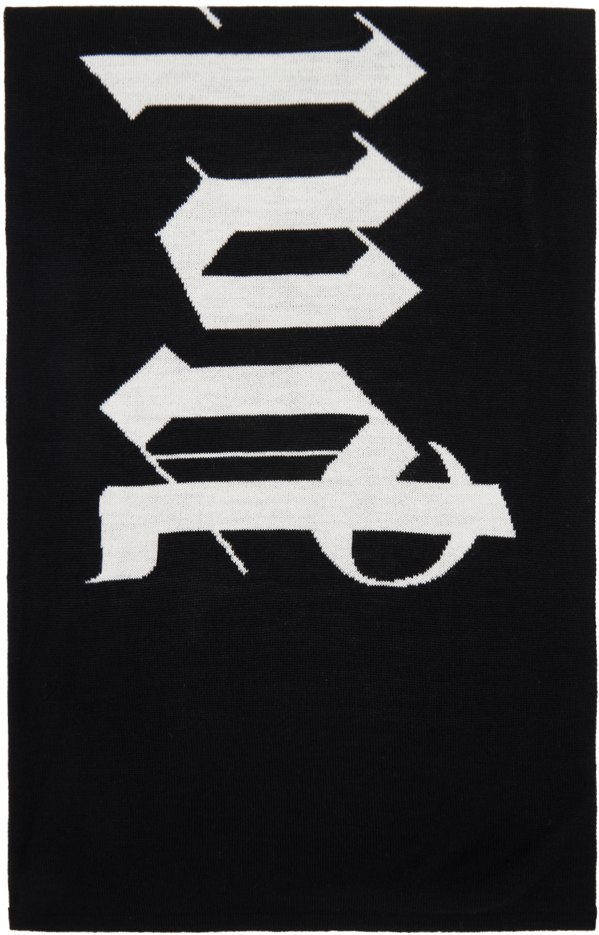 Black & Off-White Logo Jacquard Scarf