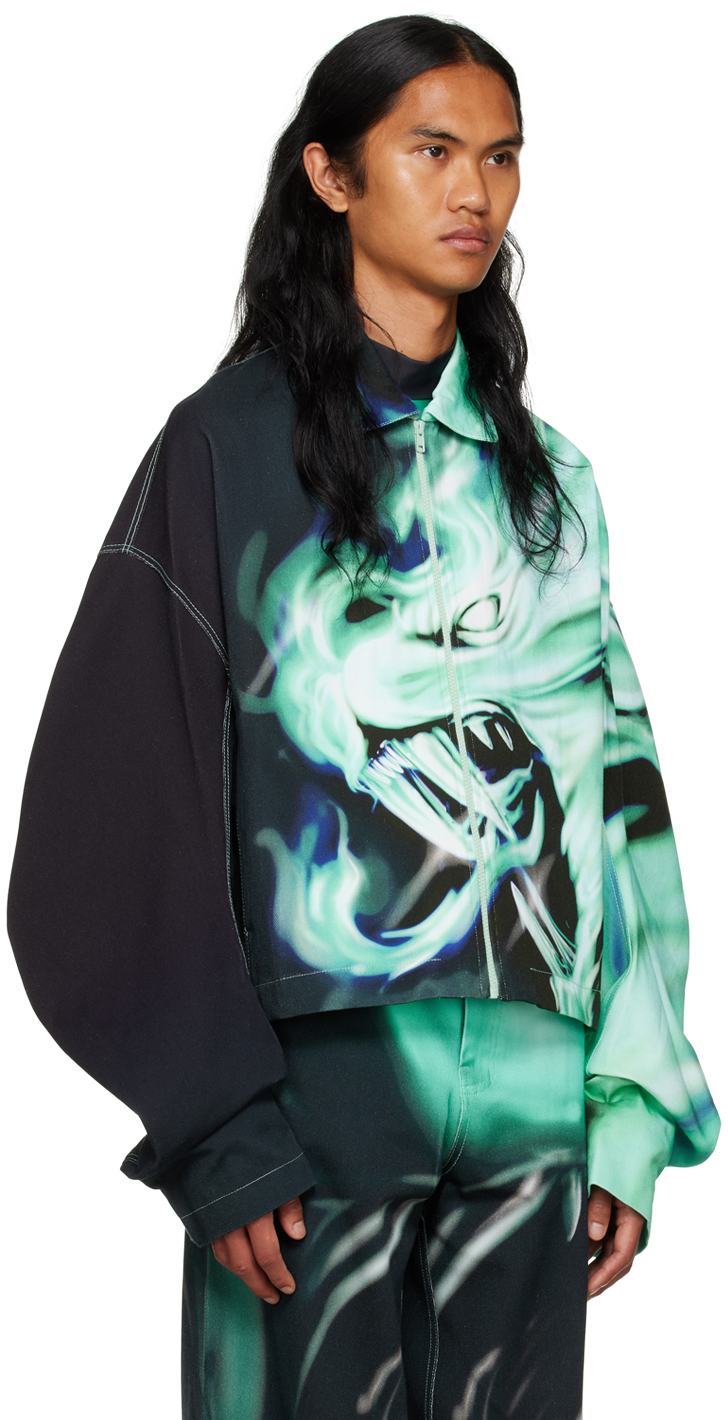 Gerrit Jacob Green Printed Denim Jacket | Smart Closet