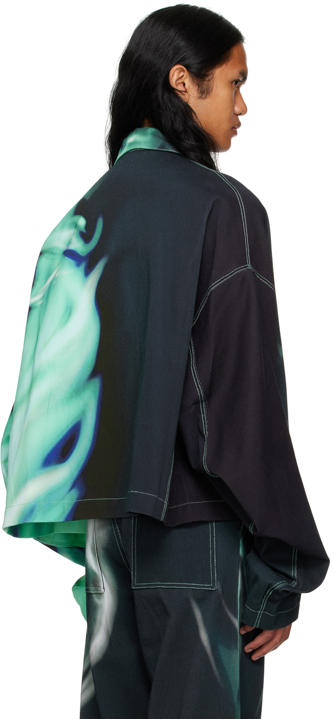 Gerrit Jacob Green Printed Denim Jacket | Smart Closet