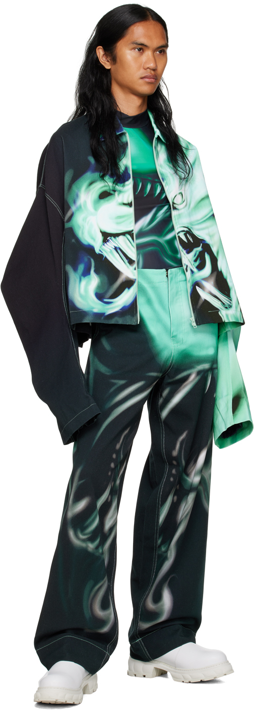 Gerrit Jacob Green Printed Denim Jacket | Smart Closet