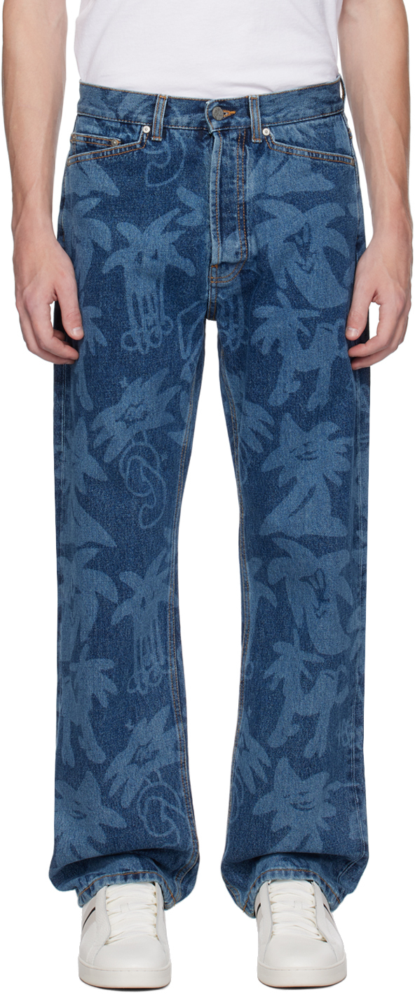 Shop Palm Angels Blue Palmity Jeans In Blue Light