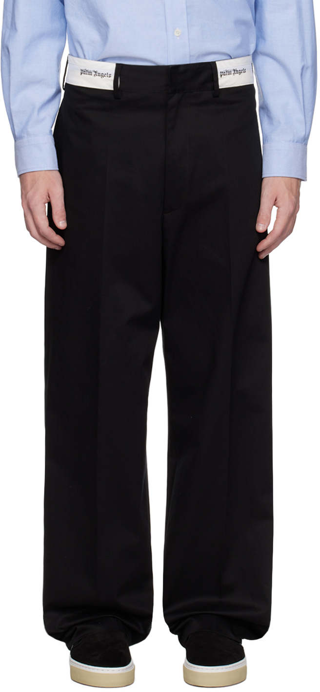 Shop Palm Angels Black Sartorial Trousers In Black Off White