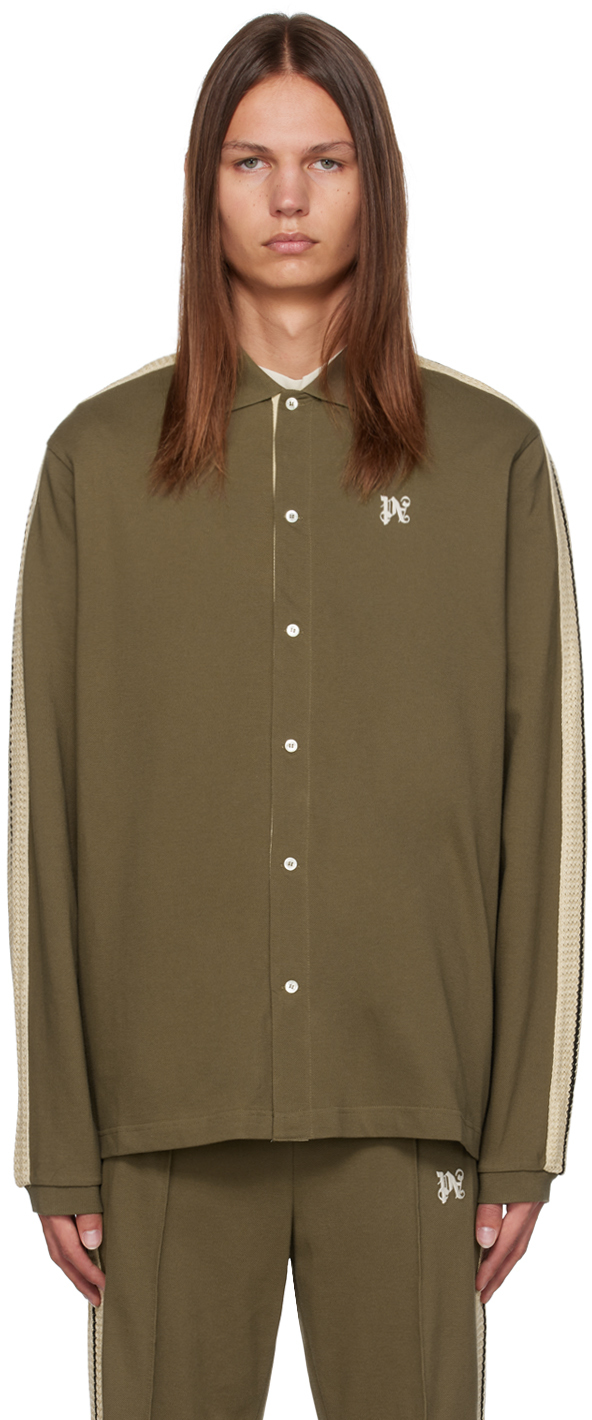 Palm Angels monogram-print Silk Shirt - Brown