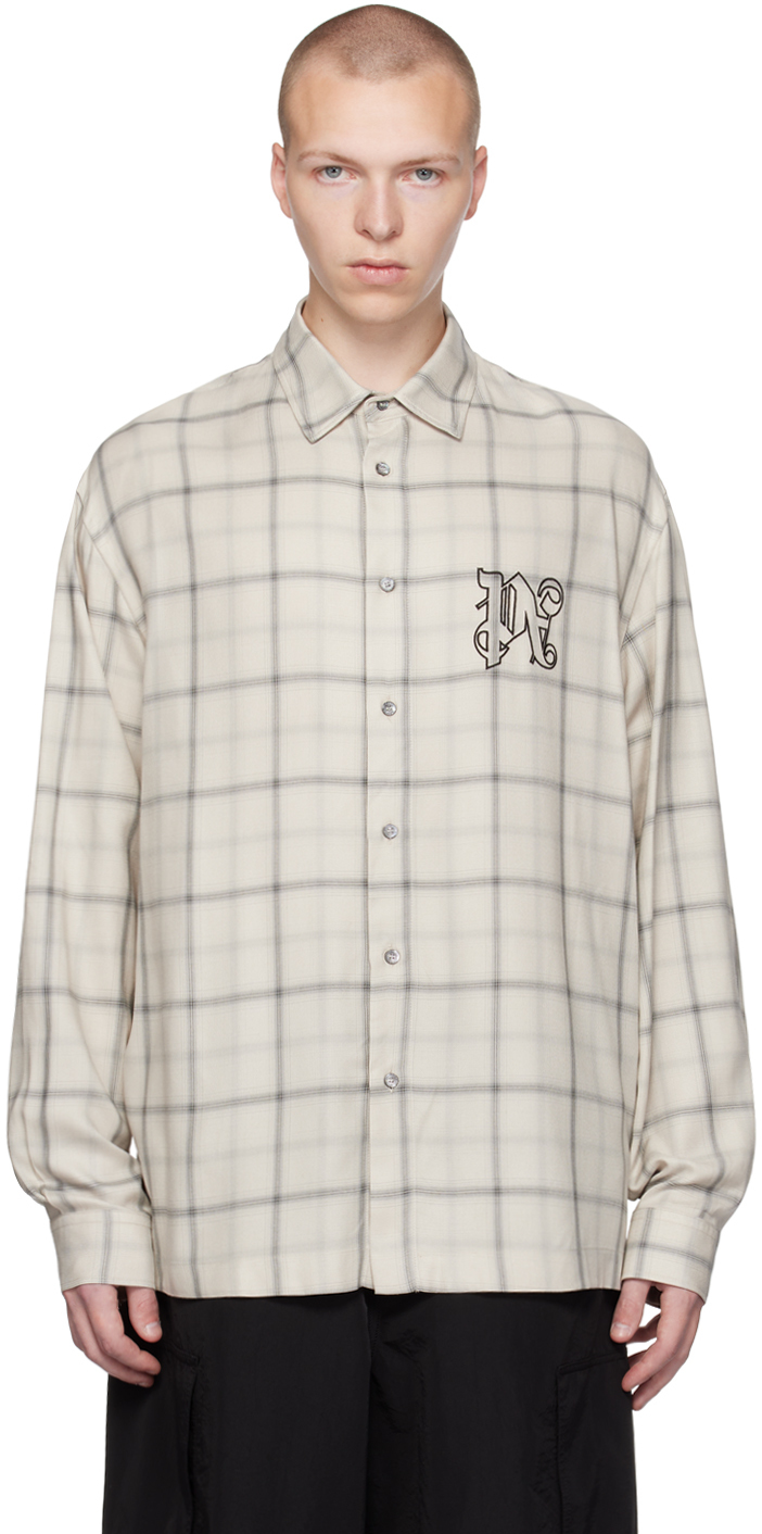 Palm angels checked shirt hot sale beige