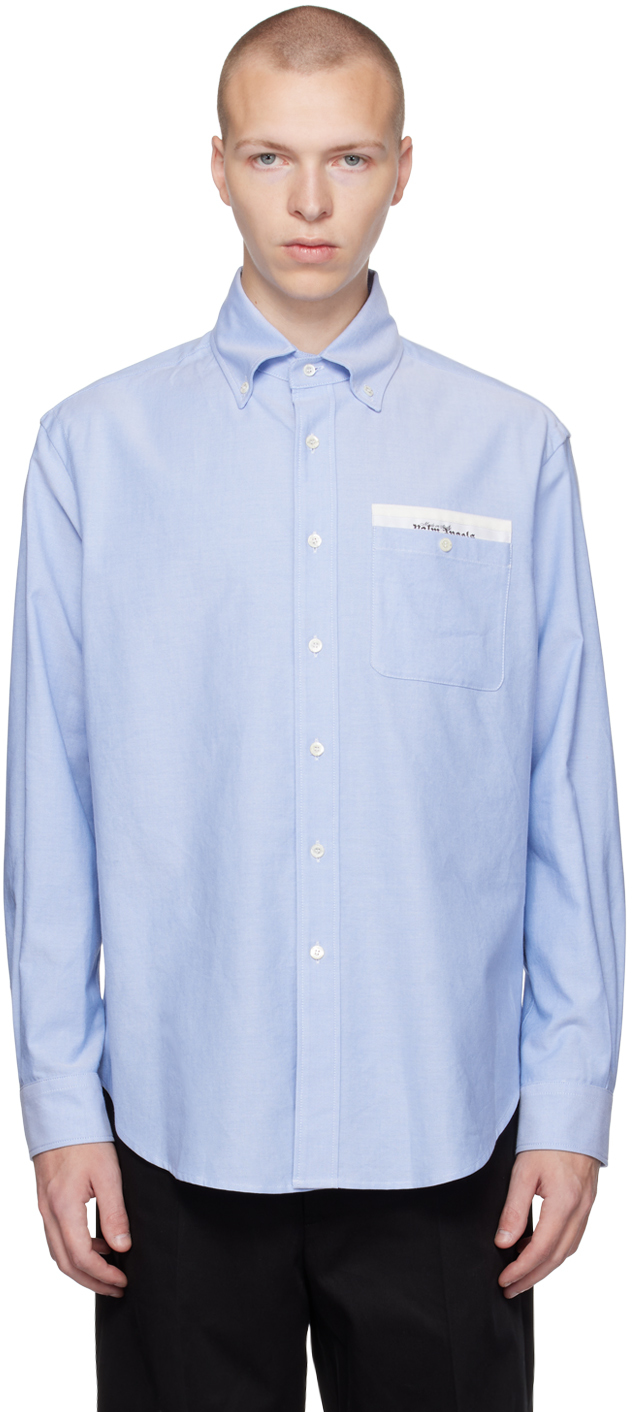 Palm Angels Sartorial-tape Cotton Shirt In Light Blue