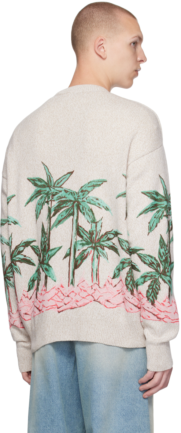 Palm Angels Palms Row-print Sweatshirt In Butter Green