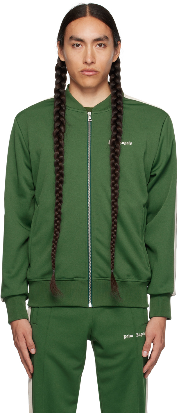 Green Embroidered Track Jacket by Palm Angels on Sale