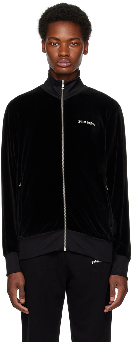 Shop Palm Angels Black Zip Track Jacket In Black White