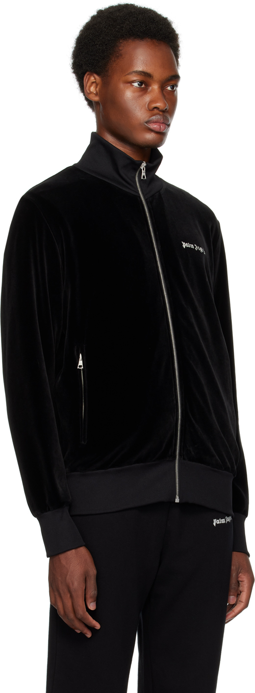 Shop Palm Angels Black Zip Track Jacket In Black White
