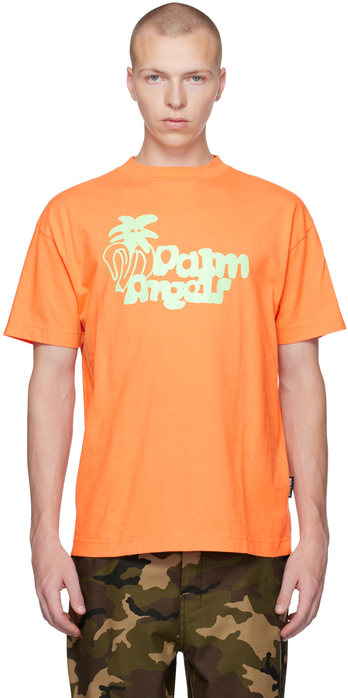 Palm Angels - Men - logo-print Cotton-jersey T-Shirt Orange - Xs