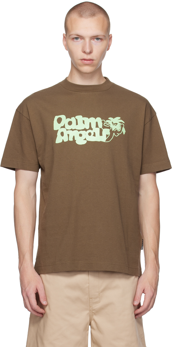 Shop Palm Angels Brown Viper T-shirt In Brown Green Fluo
