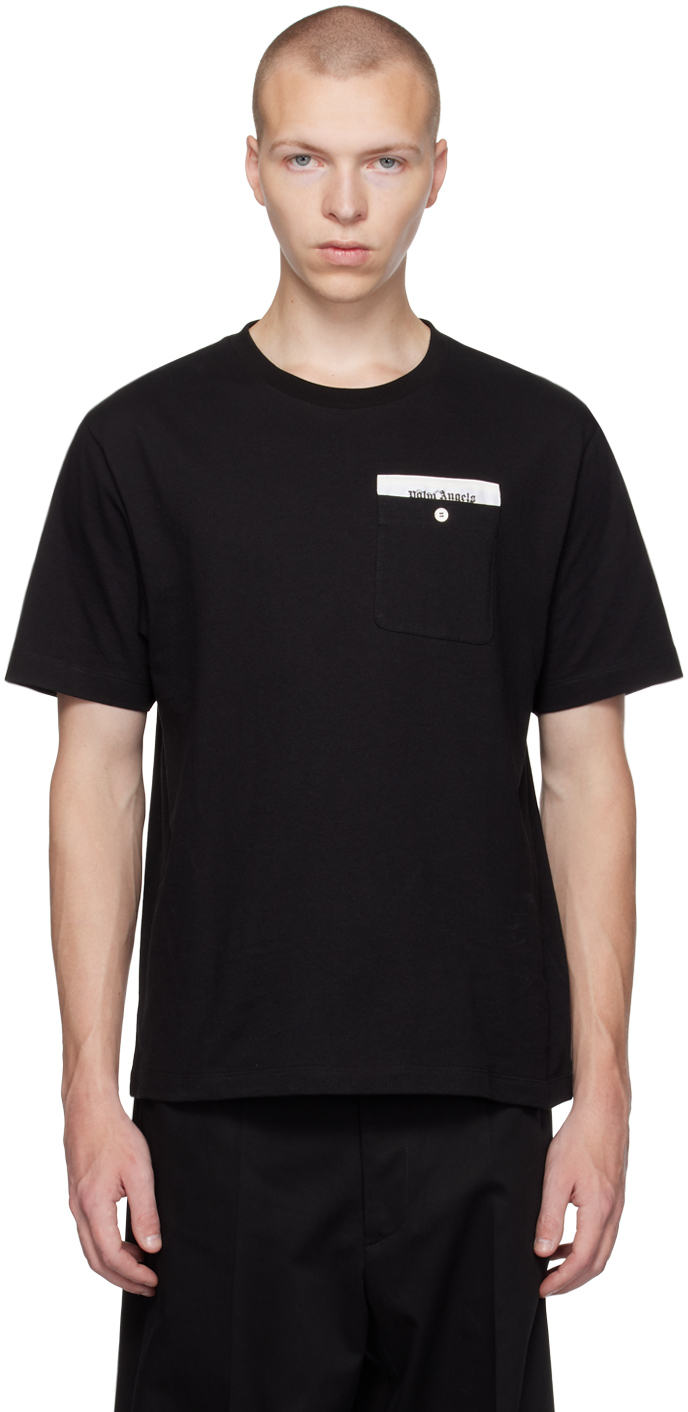 Palm Angels Cotton Logo-pocket T-shirt In Black Off White