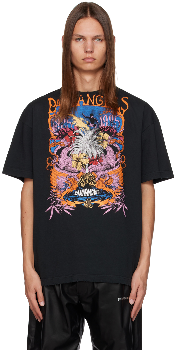 NEW YORK SPRAYED T-SHIRT in black - Palm Angels® Official