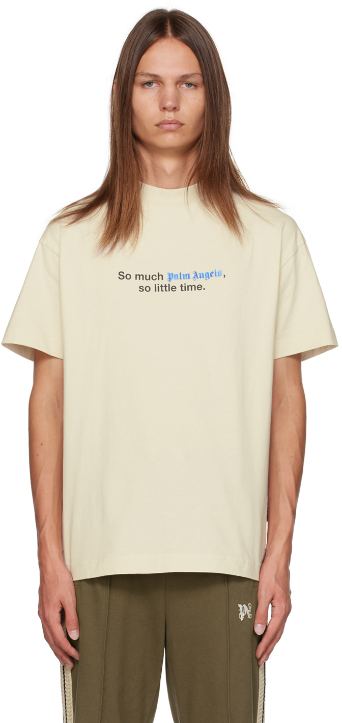 Palm Angels: Off-White Printed T-Shirt | SSENSE