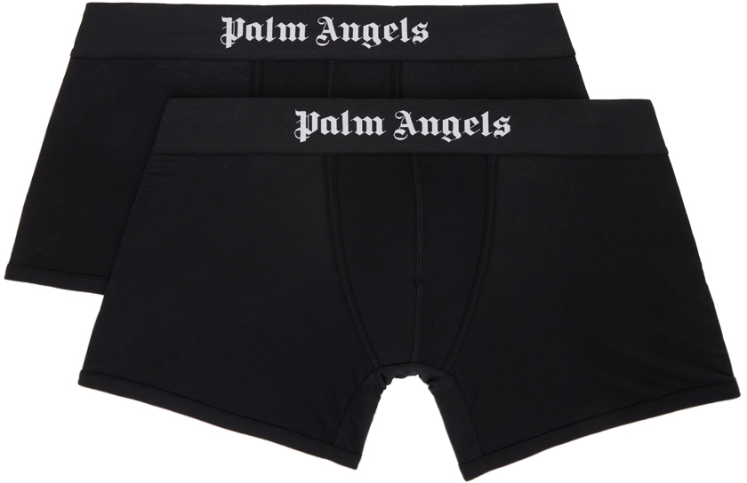 Palm Angels Two-pack Black Boxers In Black White