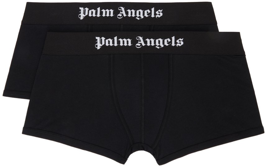 Palm Angels Two-pack Black Boxers In White Black