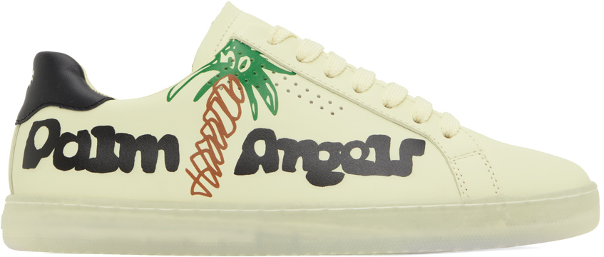 Shop Palm Angels Yellow Palm One Sketchy Logo Sneakers In Yellow A Black