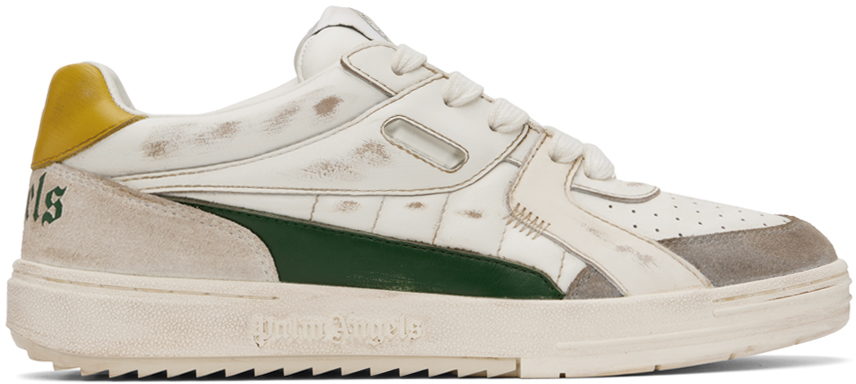 White & Green University Sneakers