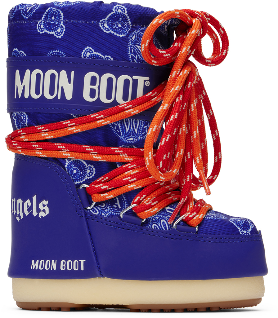 Enfant, Bottes bleues à motif à ourson édition Moon Boot par Palm Angels