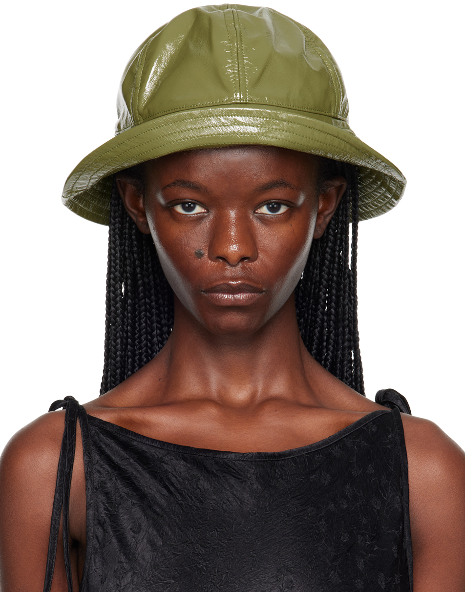 Song For The Mute Green Coated Bucket Hat In Olive