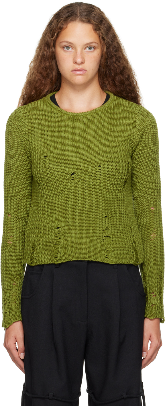 Song For The Mute Green Distressed Sweater