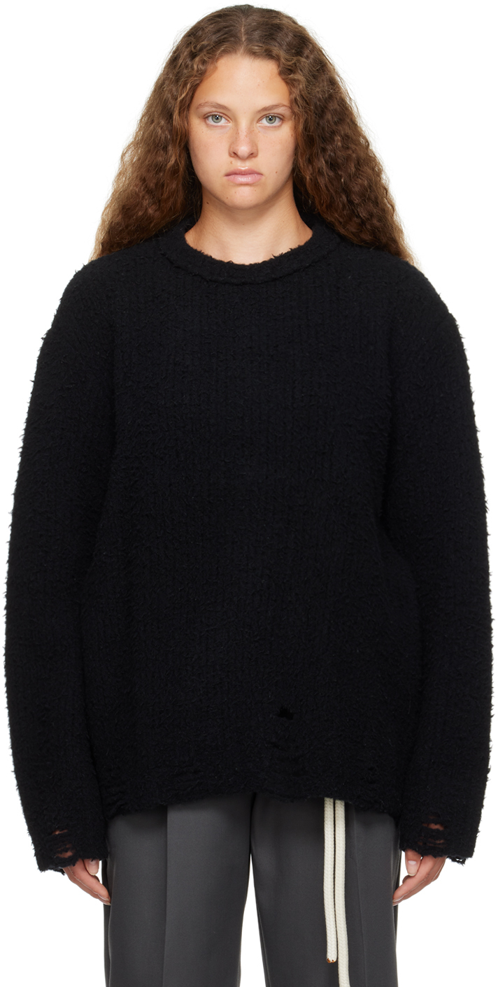 Song For The Mute Black Oversized Sweater In Boucle