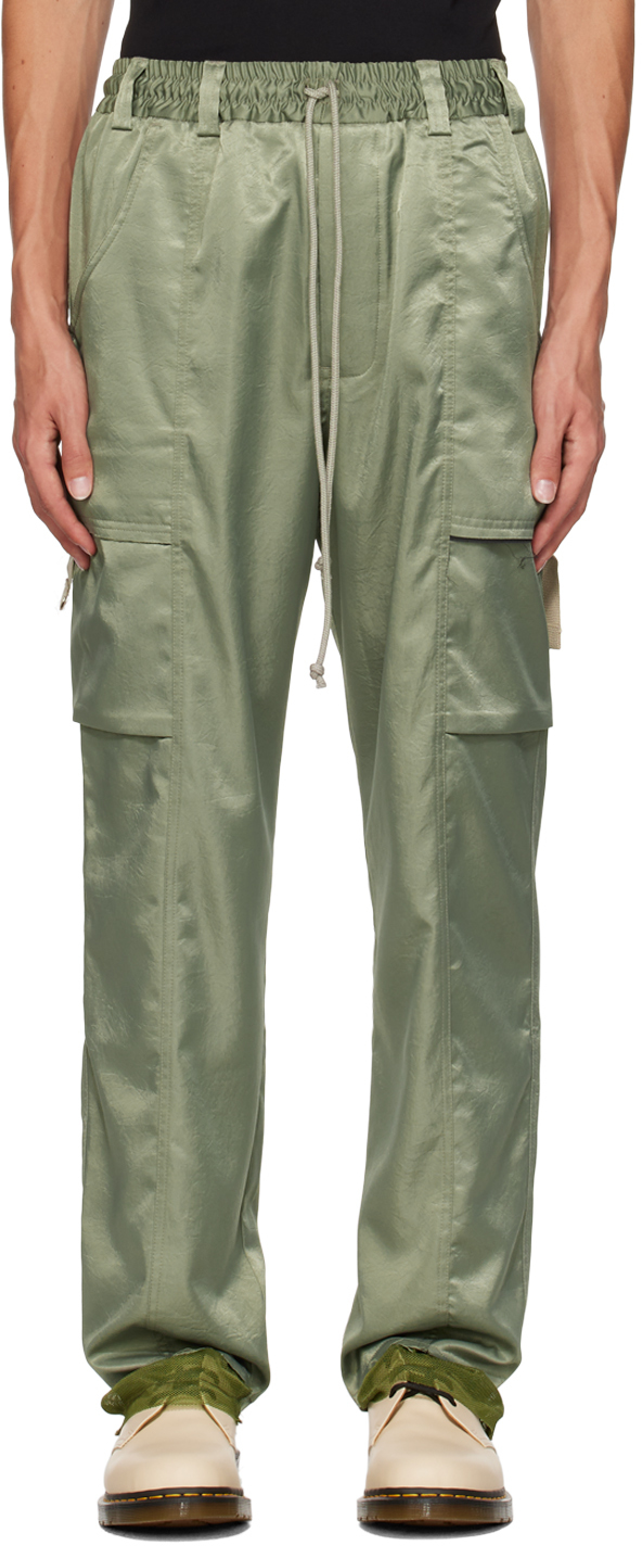 Song For The Mute Green Drawstring Cargo Pants In Sage