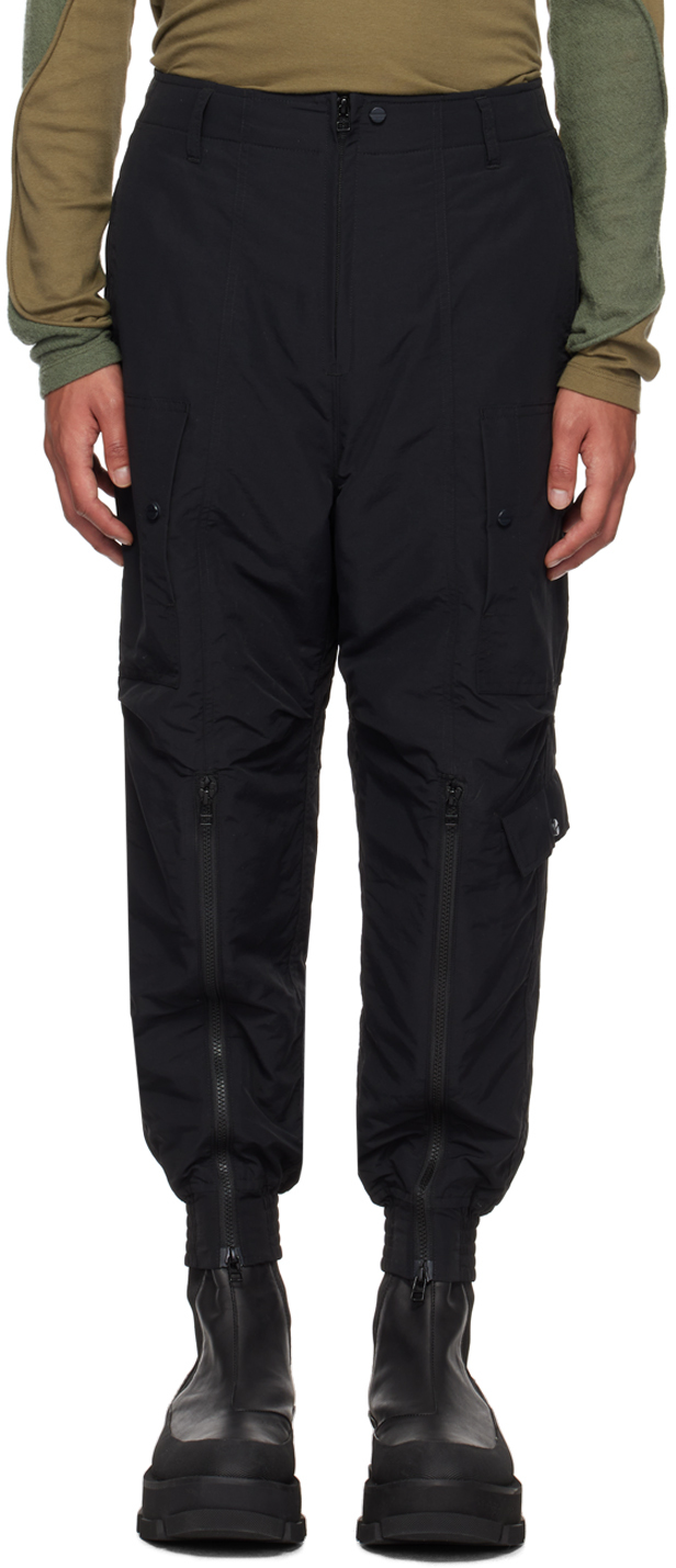 Meanswhile Black Padding Cargo Trousers In Lamp Black