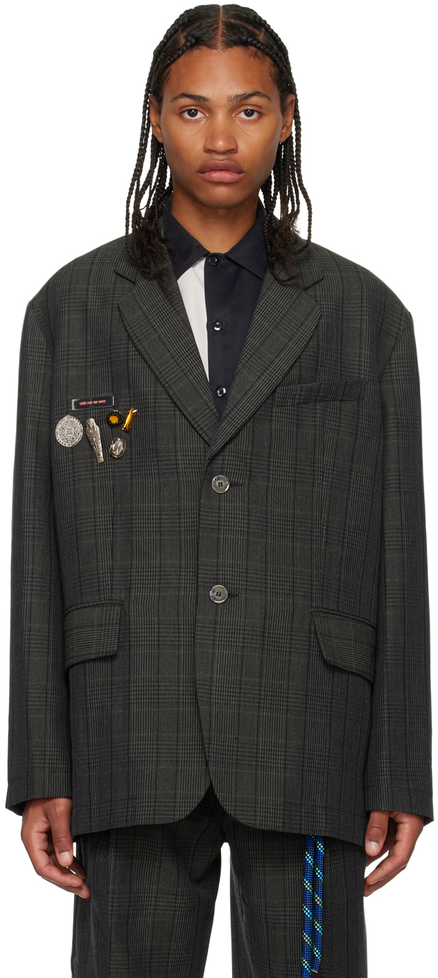 Song For The Mute Gray Square Blazer In Charcoal