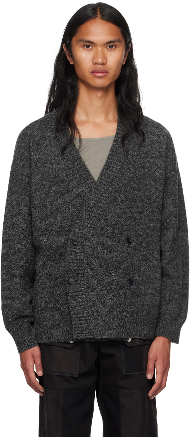 Meanswhile Gray Double-breasted Cardigan In Sumi