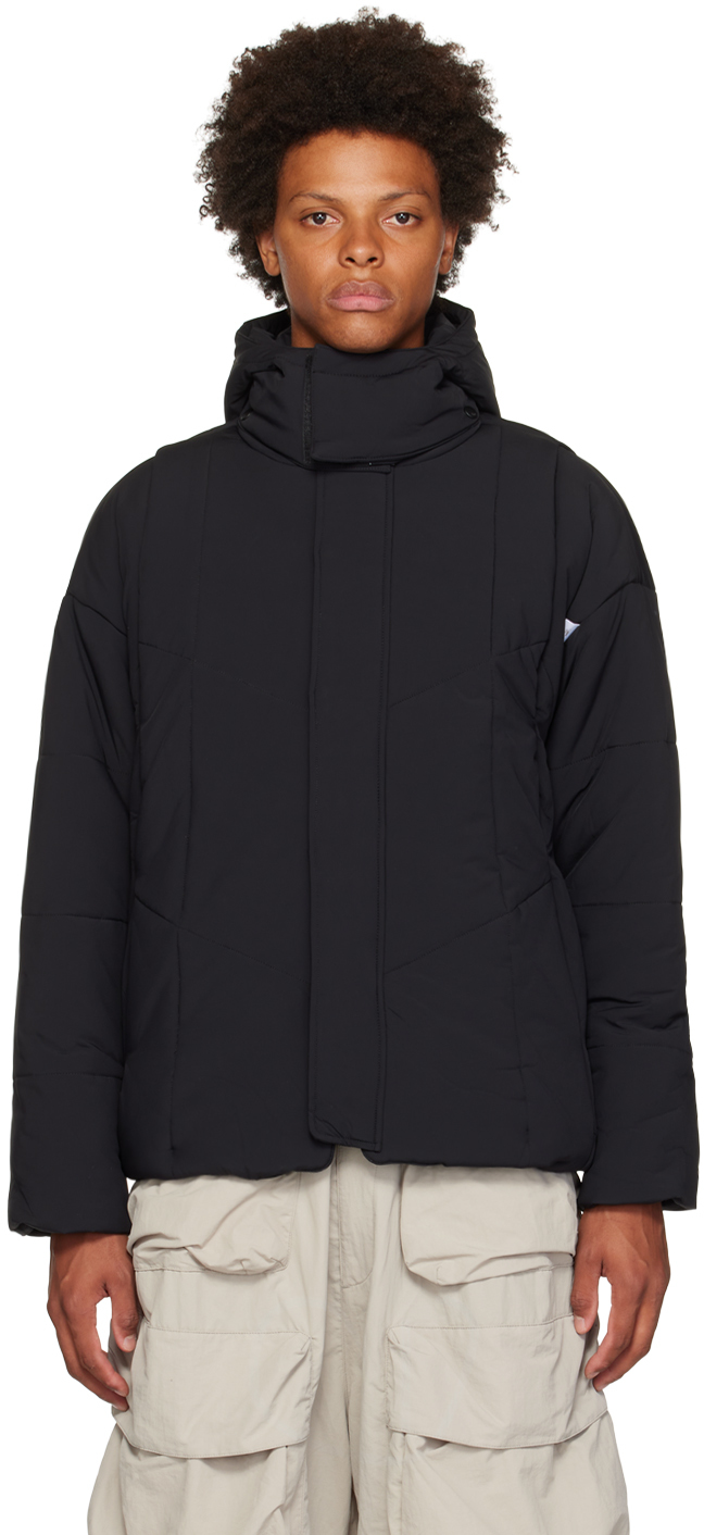 Black Zip Down Jacket by Archival Reinvent on Sale