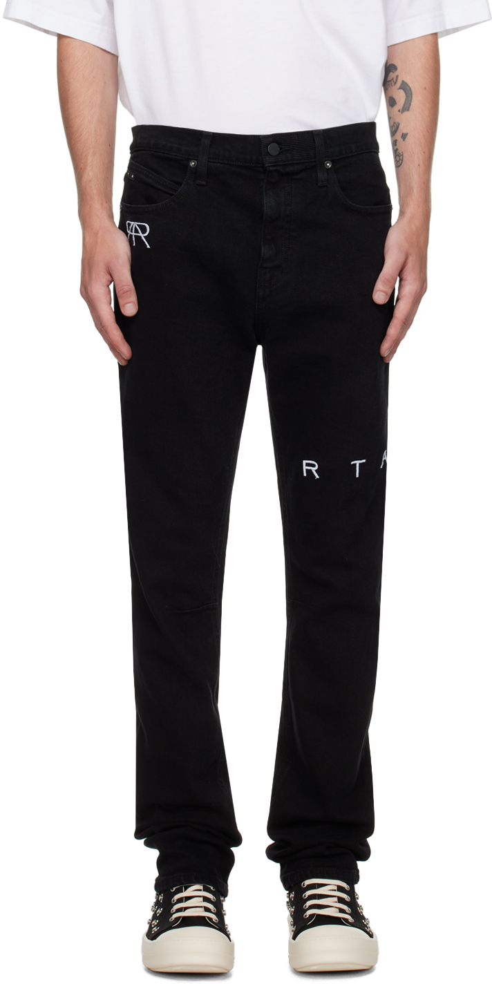 Rta Black Slim Fit Jeans In Black Logo