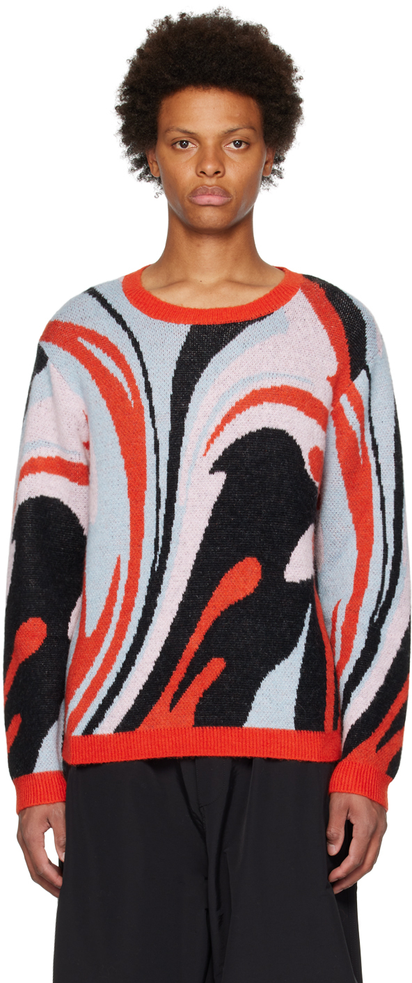 Rta Oversized Long Sleeve Swirl Pattern Sweater