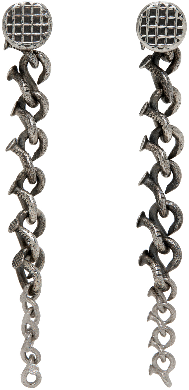 Guidi Silver Brushed Earrings In Siilver
