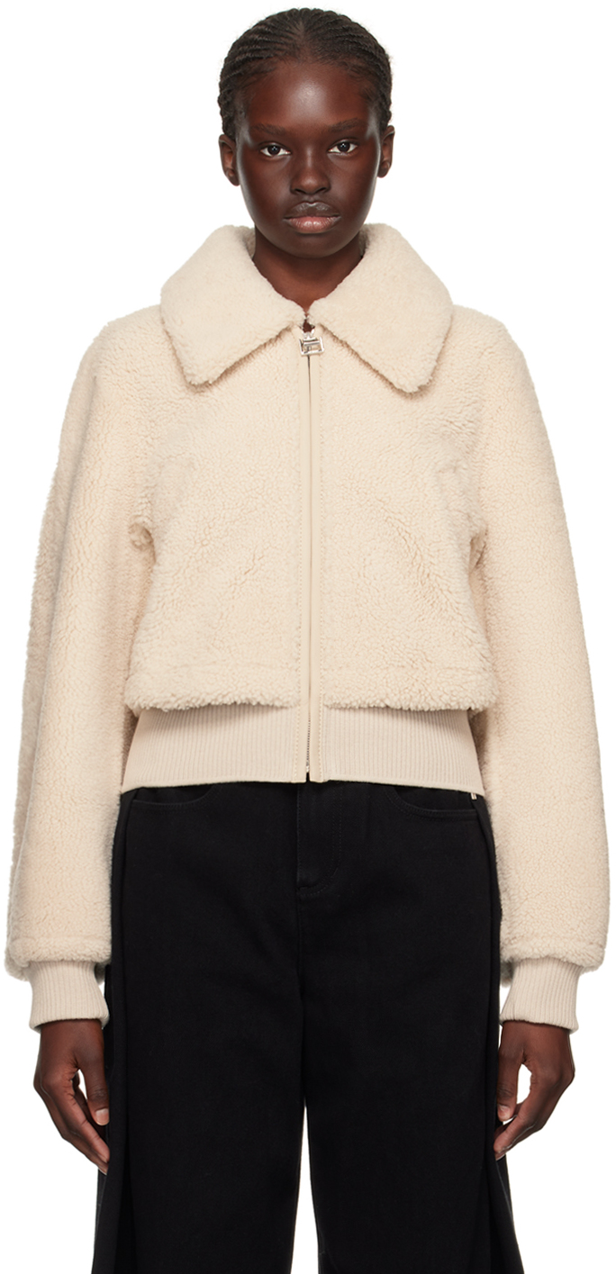 Wooyoungmi Beige Layered Shearling Jacket In Ivory 656i