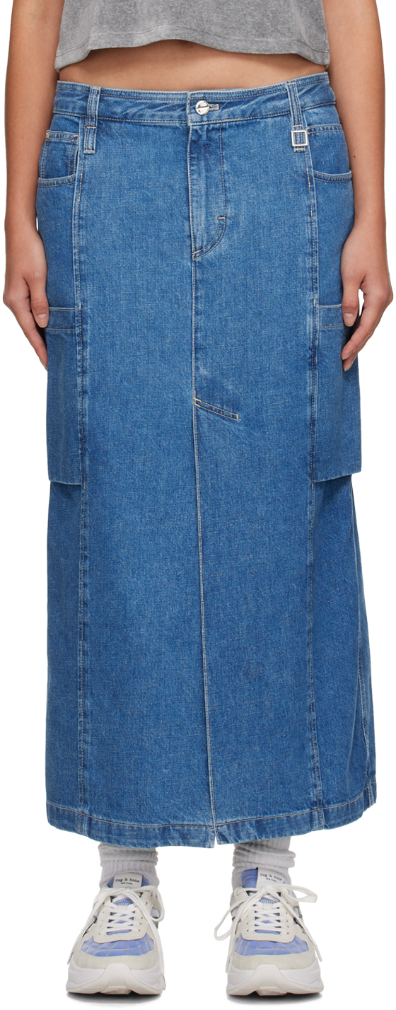Wooyoungmi Blue Pocket Denim Maxi Skirt