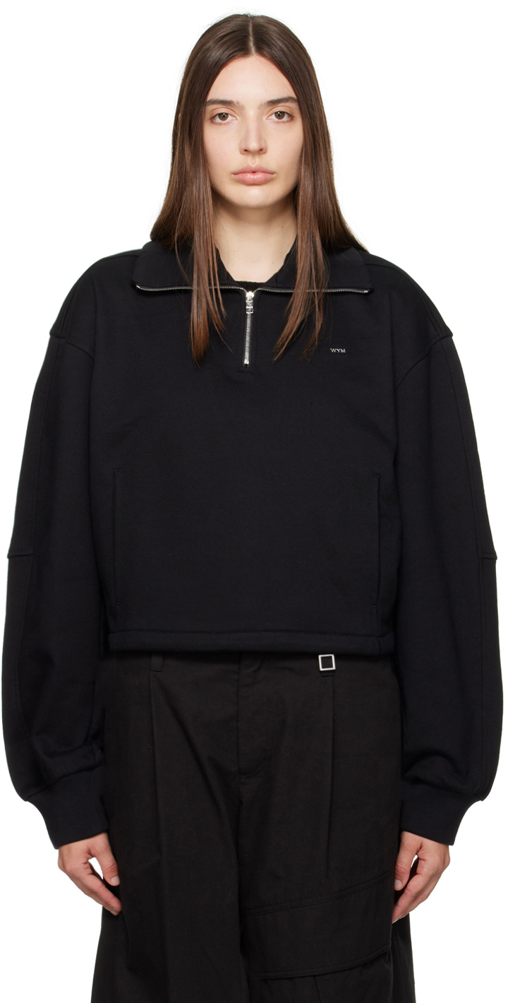 Wooyoungmi Black Half-zip Sweater In Black 715b