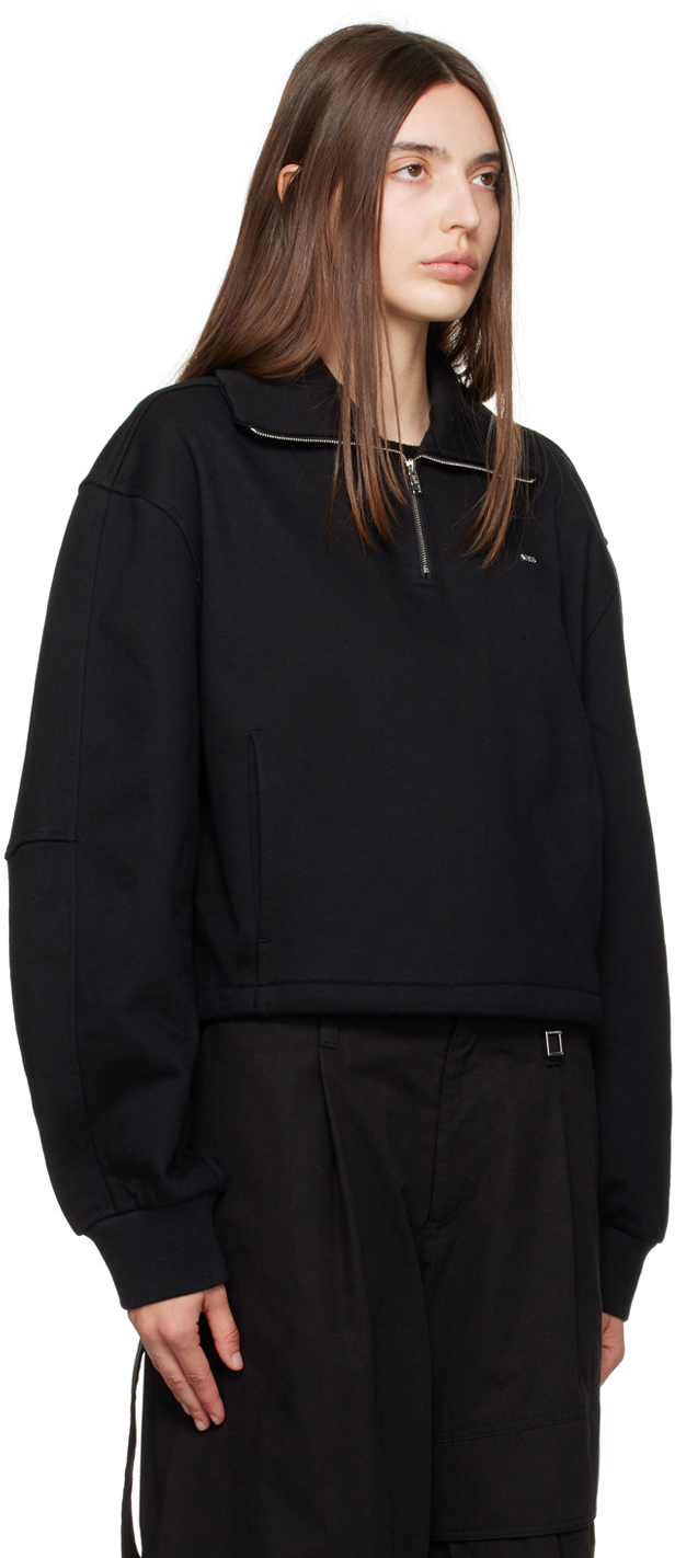 WOOYOUNGMI BLACK HALF-ZIP SWEATER 